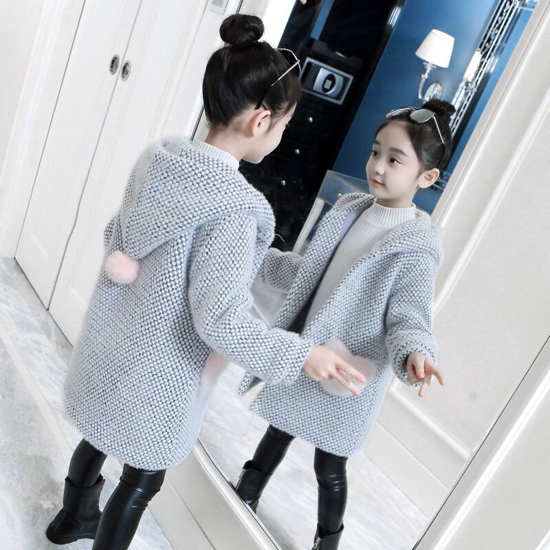 2022 Νέο χειμωνιάτικο πουλόβερ Βαμβακερά παιδικά ενδύματα Παιδικά ρούχα Casual γυριστό κολάρο Καρό μάλλινο παλτό για κοριτσίστικα ρούχα