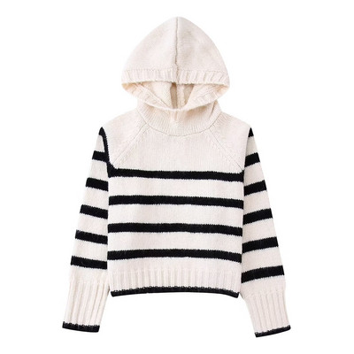 Γυναικεία 2022 Νέα μόδα Μαλλί με μισό φερμουάρ ριγέ πλεκτό πουλόβερ Vintage μακρυμάνικο γυναικεία πουλόβερ Κομψά μπλουζάκια