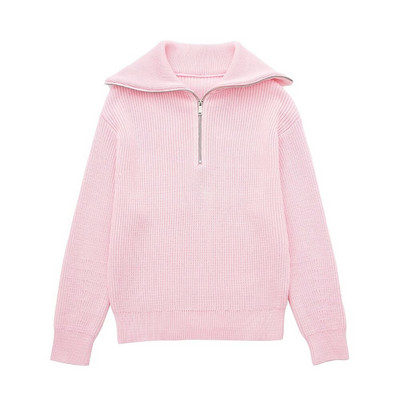 Γυναικεία 2022 Νέα μόδα Μαλλί με μισό φερμουάρ ριγέ πλεκτό πουλόβερ Vintage μακρυμάνικο γυναικεία πουλόβερ Κομψά μπλουζάκια