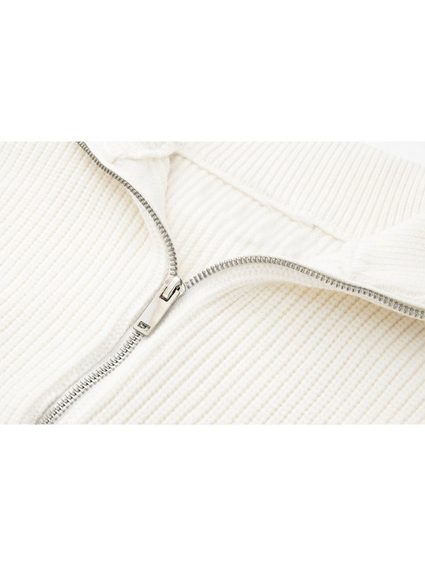 Γυναικεία 2022 Νέα μόδα Μαλλί με μισό φερμουάρ ριγέ πλεκτό πουλόβερ Vintage μακρυμάνικο γυναικεία πουλόβερ Κομψά μπλουζάκια