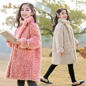Βρεφικό χειμωνιάτικο μπουφάν Faux Fur Thick Toddler Teen Ζεστό μάλλινο γούνινο παλτό μακρύ μαργαριτάρι Βρεφικά ρούχα υψηλής ποιότητας Κοριτσίστικα ρούχα 3-18 ετών