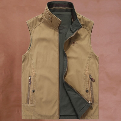 Ανδρικό γιλέκο γιακά με βάση διπλής όψης Ανδρικό γιλέκο για άνοιξη εξωτερικού χώρου μεγάλου μεγέθους Camping Στρατιωτικά αμάνικα μπουφάν