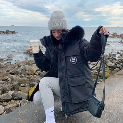 2022. gada ziemas jauns modes jaka ar kapuci, sieviešu biezāka ziemas āra sniega jaka pāra jaka mētelis