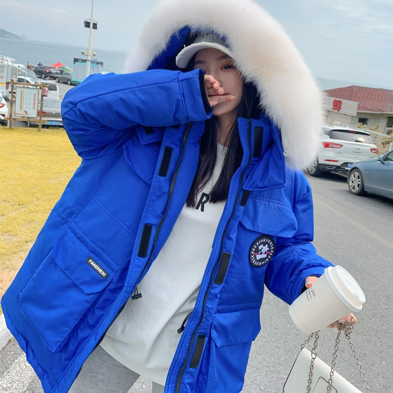 2022. gada ziemas jauns modes jaka ar kapuci, sieviešu biezāka ziemas āra sniega jaka pāra jaka mētelis