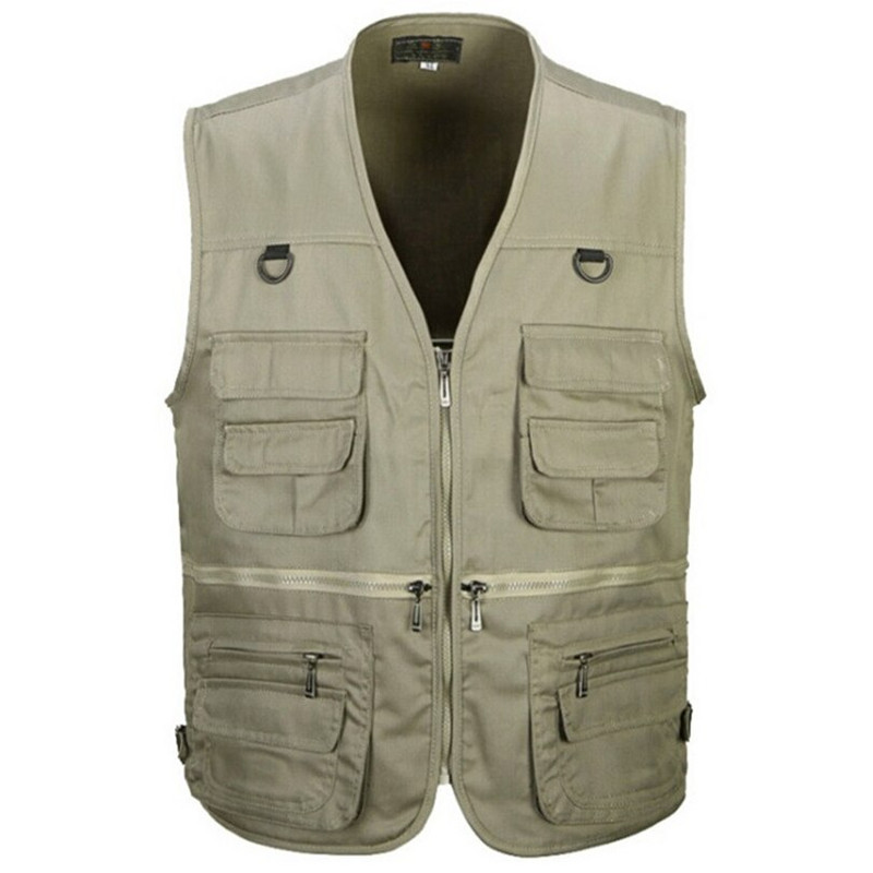 Férfi mellény Army Zöld és fekete színű mellény Több zsebes utazási vagy munkaruha Tartós molett