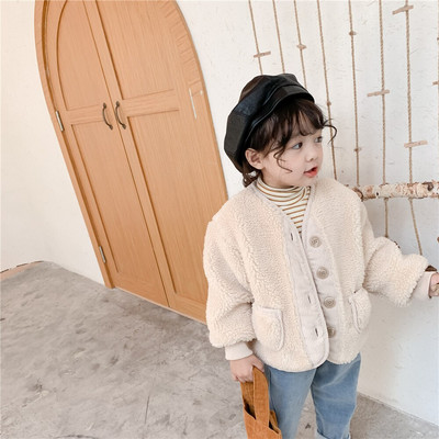 Παλτό μάλλινο μπουφάν για μικρά κορίτσια Φθινόπωρο 2021 Νέο Παιδικό Γούνινο Παιδικό Γούνινο Ψεύτικη Γούνα Χειμερινά Βαμβακερά μείγματα από μαλλί EY08162