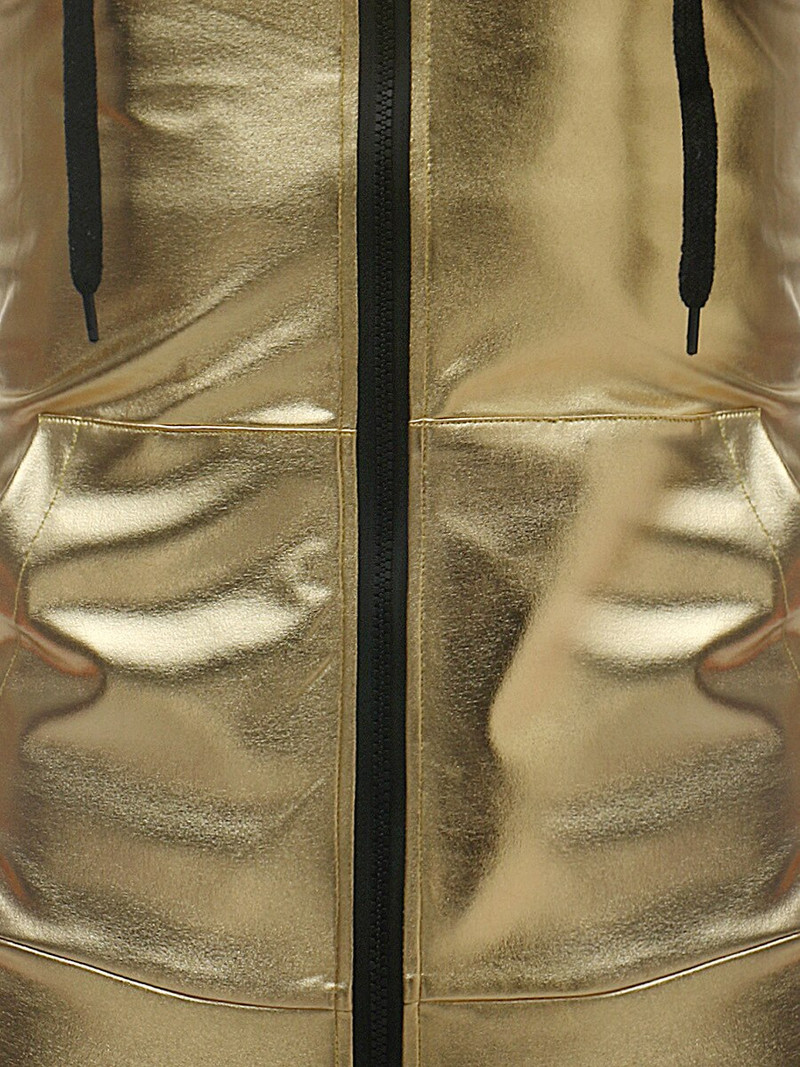 Ανδρικό γυαλιστερό ασημί χρυσό μεταλλικό νυχτερινό κέντρο πάρτι με φερμουάρ Αμάνικο μπουφάν με κουκούλα Ζακέτα με φερμουάρ Casual γιλέκο Παλτό Μπλουζ μπλουζ