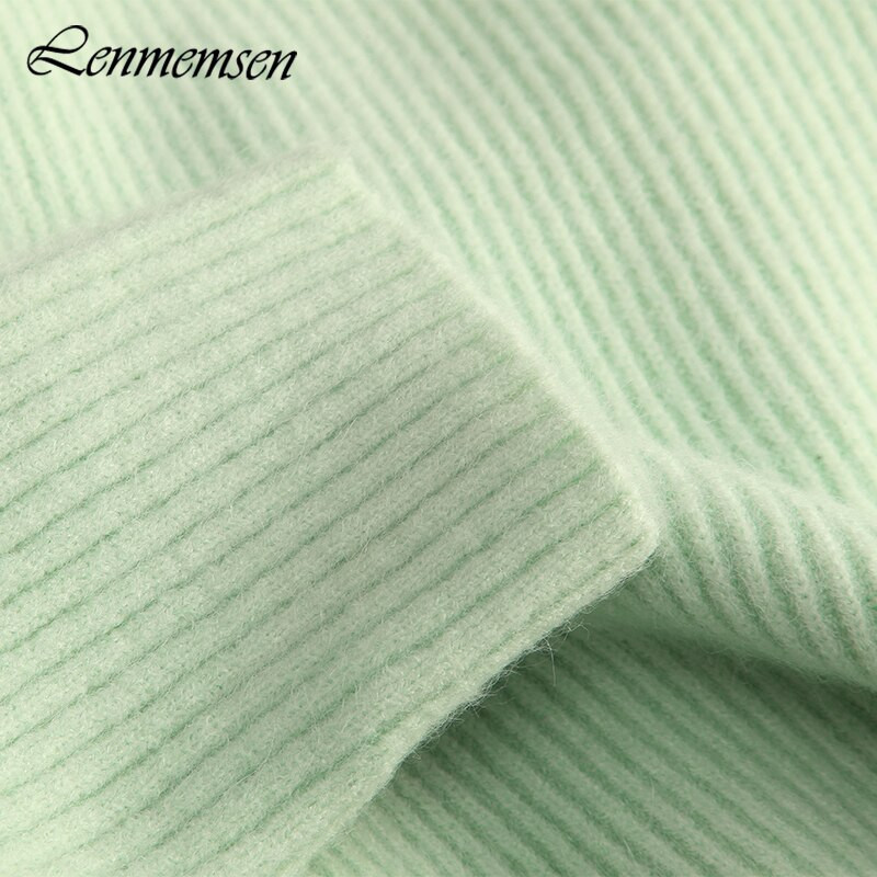 Lenmemsen Υπερμεγέθη Χαλαρά Κομψά Πλεκτά Γυναικεία Πουλόβερ Μασίφ με γυριστό γιακά Γυναικεία Χονδρά φθινοπωρινά χειμωνιάτικα μπλουζάκια