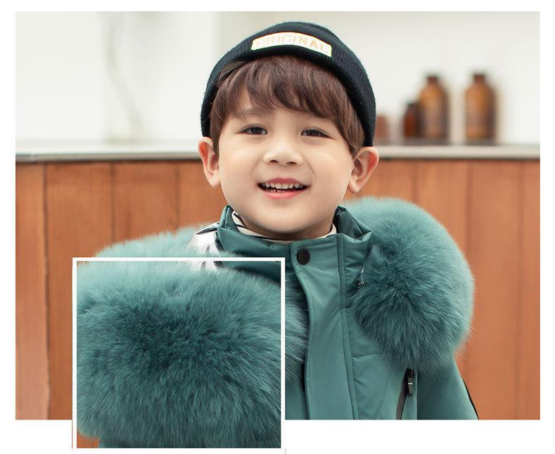 Bērnu dūnu jaka Zēniem, sabiezināti balti pīļu dūnu bērnu mētelis ziemas apģērbi ar kapuci Mēteļi Masīvi virsdrēbes Ikdienas vēja necaurlaidīgi