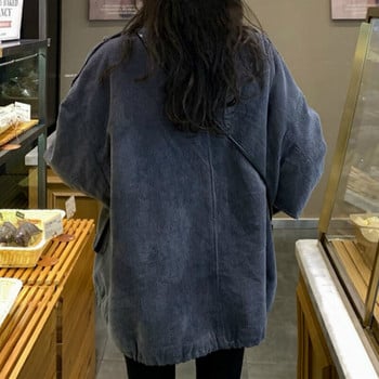 Parkas γυναικεία κομψά συνονθύλευμα κοτλέ Vintage χοντρά φαρδιά χειμωνιάτικα ζεστά γυναικεία πανωφόρια τελευταίας μόδας Γυναικεία τσέπη Universal Basic