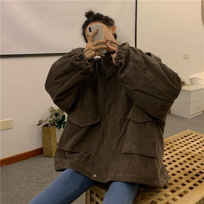 Parkas Sieviešu šiks Patchwork Velvets Vintage Biezs Brīvs Ziemas Silts Sieviešu Virsdrēbes Jaunākās Modes Sieviešu Kabata Universal Basic
