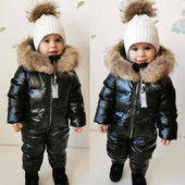 Ziemas kombinezons meitenēm bērniem Biezs slēpošanas tērps zēniem pīļu dūnu jaka Toddler Baby Snowsuits Virsdrēbes silts mētelis 0-3g