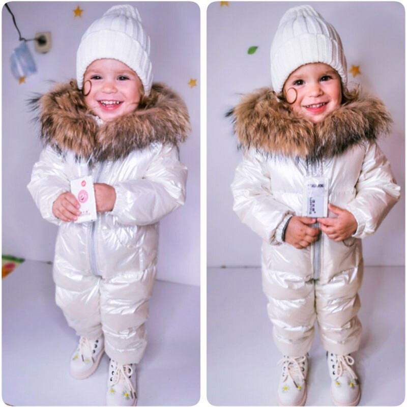 Ziemas kombinezons meitenēm bērniem Biezs slēpošanas tērps zēniem pīļu dūnu jaka Toddler Baby Snowsuits Virsdrēbes silts mētelis 0-3g