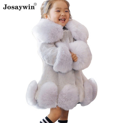 Winter Jacket Kids Girl Parkas Cute Warm Wedding Faux Fur Coat For Girls Children Winter Clothes Soft Party Baby Girl Coats