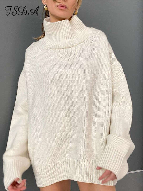 FSDA rudens ziemas pelēks bruņurupuču trikotāžas sieviešu džemperis ar garām piedurknēm, lielizmēra pulovers, ikdienišķs brīvs 2022. gada mīksts džemperis