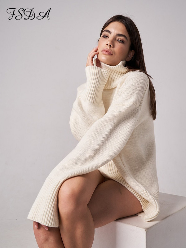 FSDA rudens ziemas pelēks bruņurupuču trikotāžas sieviešu džemperis ar garām piedurknēm, lielizmēra pulovers, ikdienišķs brīvs 2022. gada mīksts džemperis