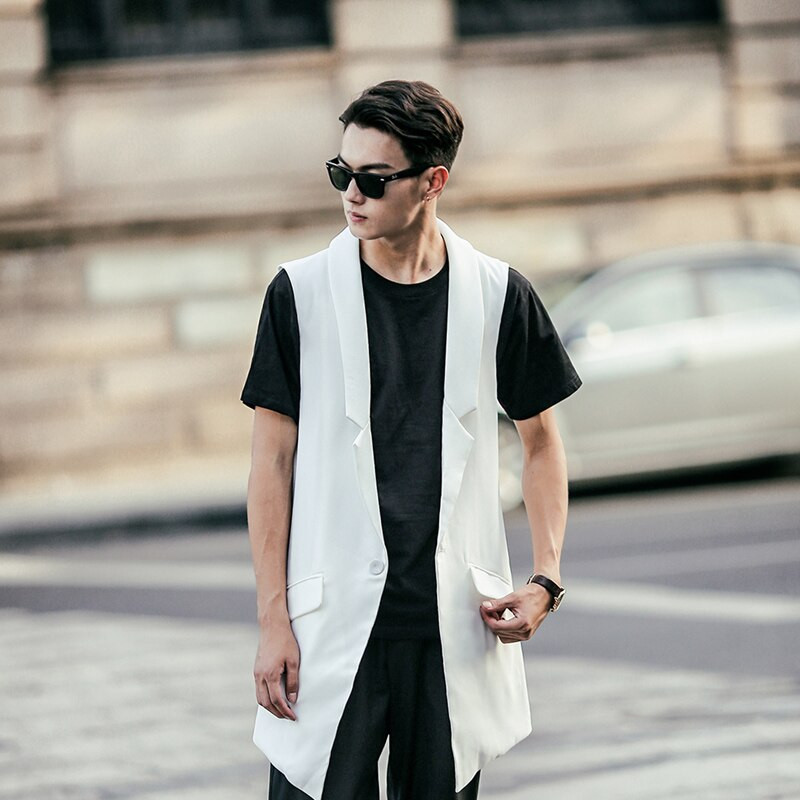 Vīriešu personība dīdžejs hip hop punk garā veste colete masculino vīriešu nakts kluba skatuves tērps gotiskā veste slim fit chaleco