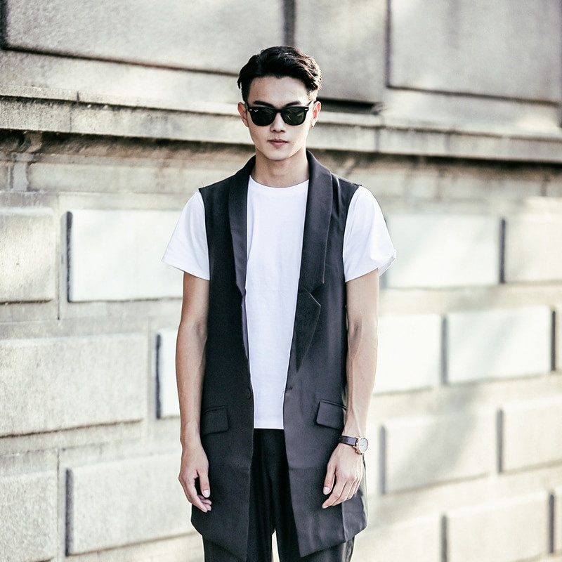 Vīriešu personība dīdžejs hip hop punk garā veste colete masculino vīriešu nakts kluba skatuves tērps gotiskā veste slim fit chaleco