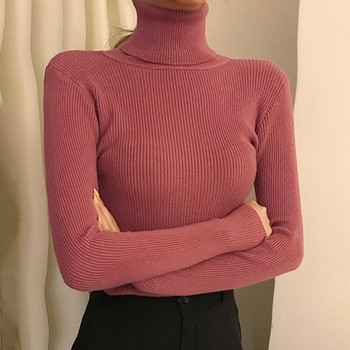 Γυναικείο πουλόβερ με ζιβάγκο φθινοπωρινό μακρυμάνικο λεπτό ελαστικό κορεάτικο απλό βασικό φθηνό μπλούζα μονόχρωμο Top Νέο 2022