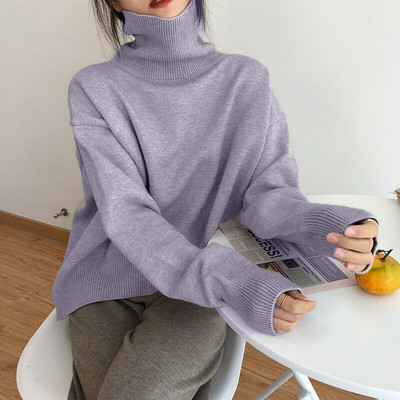 Hirsionsan bruņurupuča kakla kašmira džemperis sieviešu korejiešu stilā, elegants, biezs, silts sieviešu trikotāžas puloveri, brīvs ikdienas virsdrēbes 2021