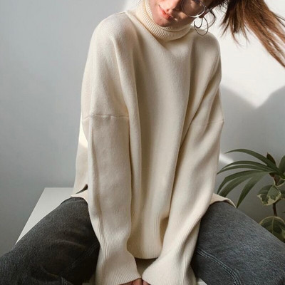 Hirsionsan bruņurupuča kakla kašmira džemperis sieviešu korejiešu stilā, elegants, biezs, silts sieviešu trikotāžas puloveri, brīvs ikdienas virsdrēbes 2021