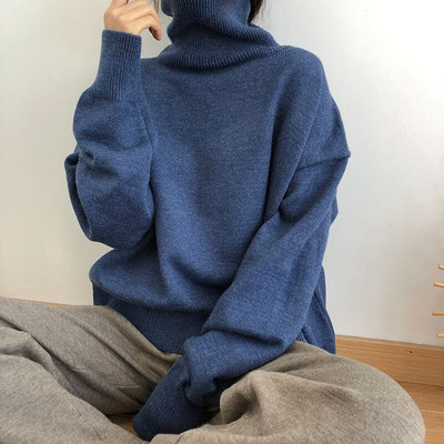 Hirsionsan bruņurupuča kakla kašmira džemperis sieviešu korejiešu stilā, elegants, biezs, silts sieviešu trikotāžas puloveri, brīvs ikdienas virsdrēbes 2021