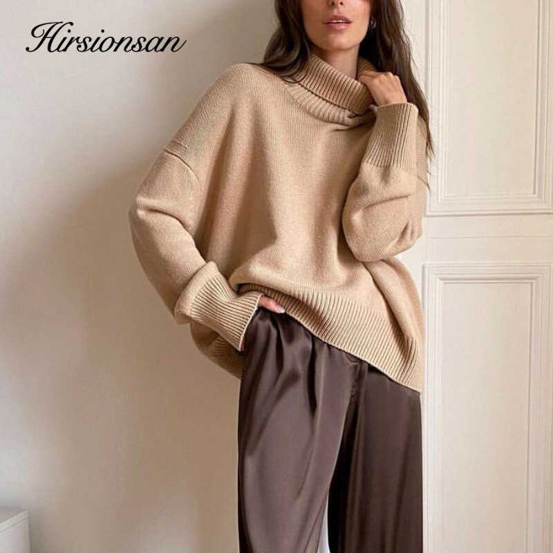 Hirsionsan bruņurupuča kakla kašmira džemperis sieviešu korejiešu stilā, elegants, biezs, silts sieviešu trikotāžas puloveri, brīvs ikdienas virsdrēbes 2021