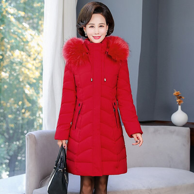 Sieviešu 2021. gada ziemas garais parka plāns, biezs kažokādas apkakles jaka Biroja sieviešu virsdrēbes Abrigo Mujer Invierno