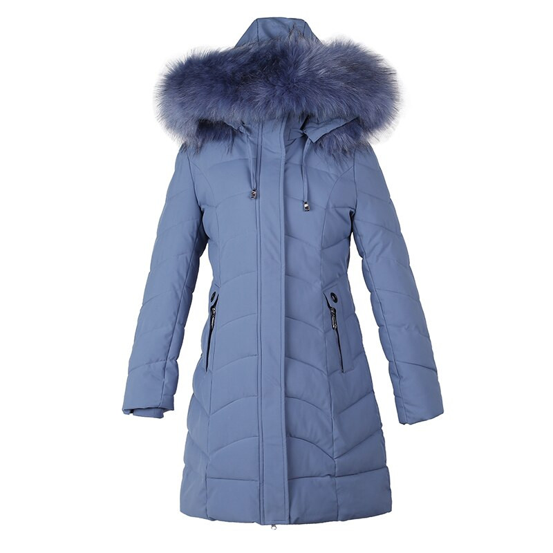 Sieviešu 2021. gada ziemas garais parka plāns, biezs kažokādas apkakles jaka Biroja sieviešu virsdrēbes Abrigo Mujer Invierno