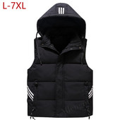 Ziemas jaciņa Plus liela izmēra 7xl cepure noņemama vīriešu jaka kokvilnas odere Bieza Parka pelmeņu jaka bez piedurknēm ceļojumu veste