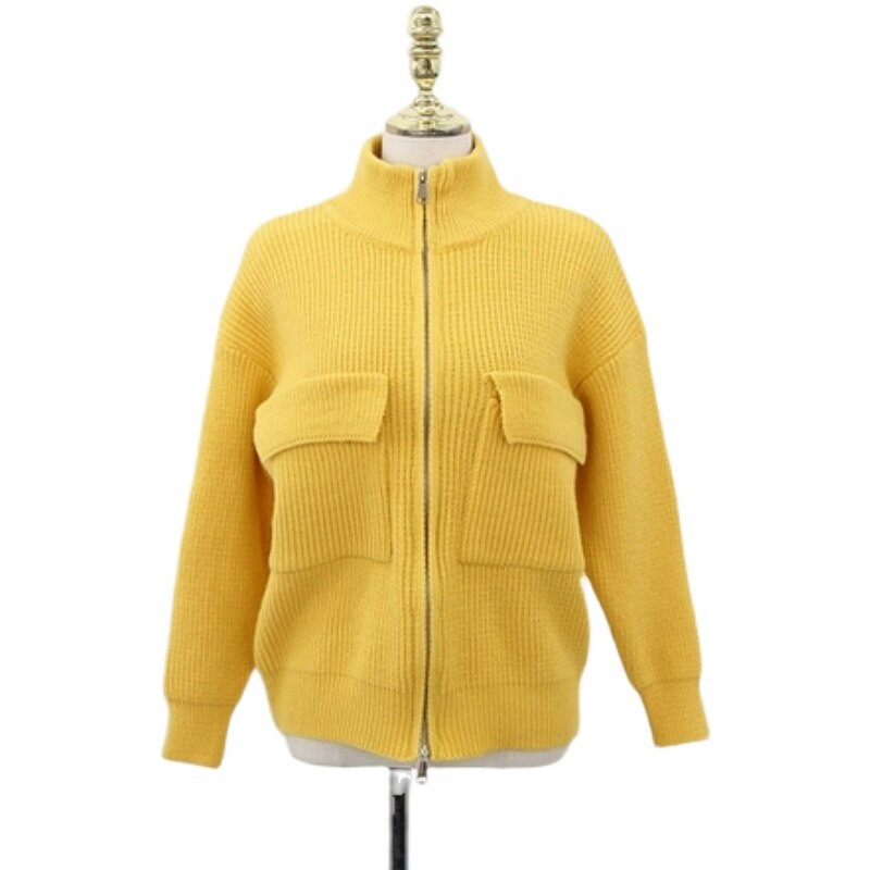 Neploe Korean Chic Candy Color Clothing Jesen Zima 2022. Slatka pletena vesta sa stojećim ovratnikom Kaput zadebljalog dizajna Kardigan