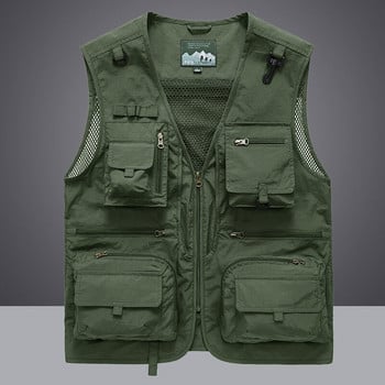 Summer Men Unloading Tactical Vest Coat Casual Ανδρικός Φωτογράφος Γιλέκο Διχτυωτό Εργαλεία Αμάνικο Μπουφάν Εργαλεία Γιλέκο Τσέπης 5XL