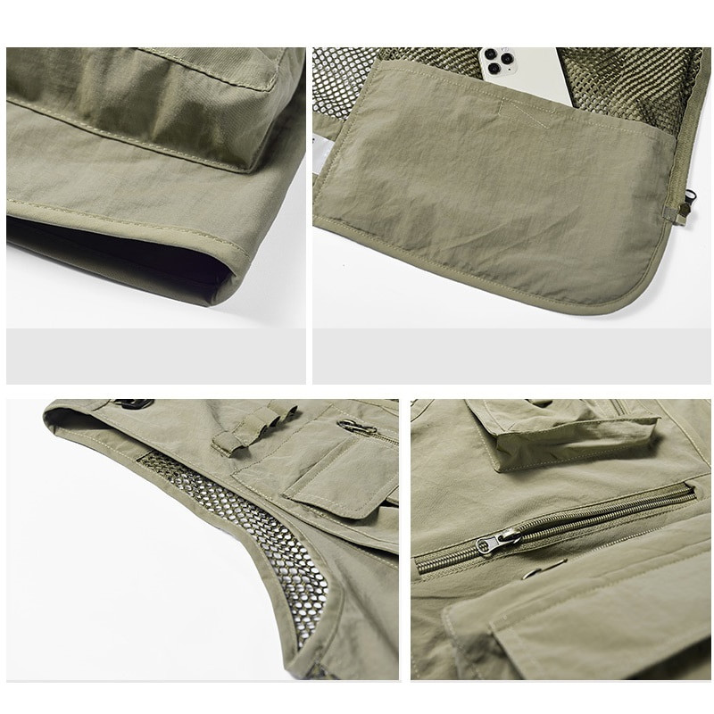 Vasaros vyrų išsikrovimo taktinė liemenė, laisvalaikio vyrų fotografo liemenė, tinklelis, darbas be rankovių striukė Įrankiai kišeninė liemenė 5XL