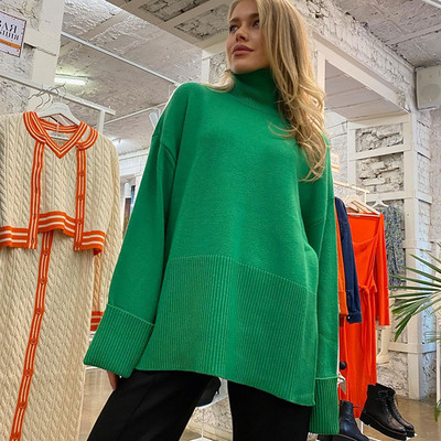 Női garbós pulóver téli őszi vastag meleg női pulóver pulóverek kauzális kötött oversize divatos női pulóverek