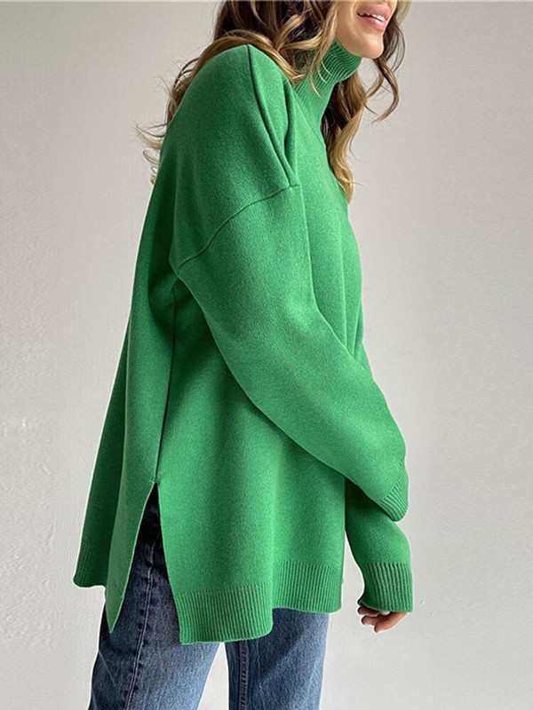 Női garbós pulóver téli őszi vastag meleg női pulóver pulóverek kauzális kötött oversize divatos női pulóverek