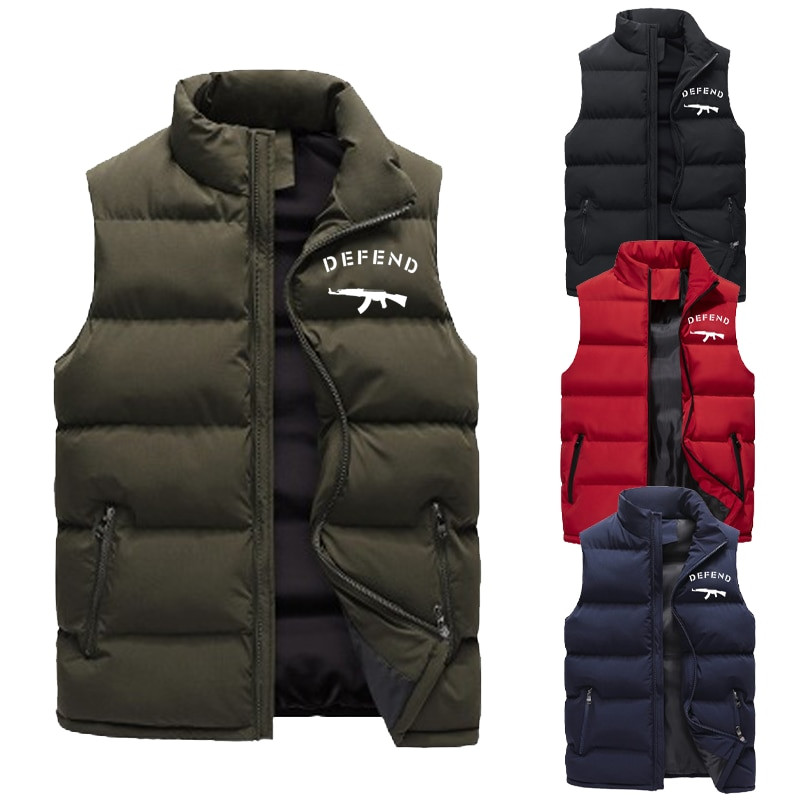 Bikini Secret vīriešu rudens ziemas statīvs apkakles veste Modes apdruka āra siltā dūnu veste ikdienišķs bezpiedurkņu jaka mētelis