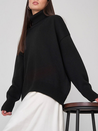 Augstas kvalitātes sieviešu apkakles 2022. gada zaļš ziemas biezs, silts pulovers, trikotāžas džemperi sievietēm, melns, mīksts oranžs džemperis