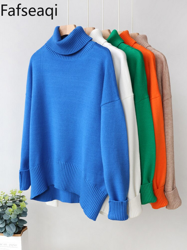 Augstas kvalitātes sieviešu apkakles 2022. gada zaļš ziemas biezs, silts pulovers, trikotāžas džemperi sievietēm, melns, mīksts oranžs džemperis