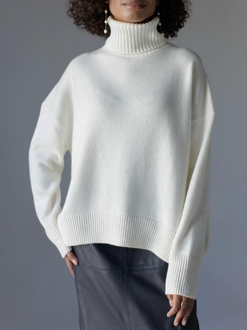 Augstas kvalitātes sieviešu apkakles 2022. gada zaļš ziemas biezs, silts pulovers, trikotāžas džemperi sievietēm, melns, mīksts oranžs džemperis