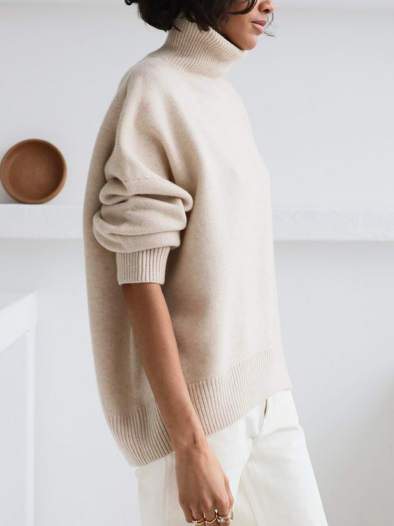 Augstas kvalitātes sieviešu apkakles 2022. gada zaļš ziemas biezs, silts pulovers, trikotāžas džemperi sievietēm, melns, mīksts oranžs džemperis