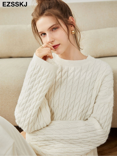 Χοντρό λαιμόκοψη Φθινόπωρο Χειμώνας φαρδύ μανίκι Πουλόβερ πουλόβερ Γυναικεία 2022 φαρδιά πουλόβερ Πουλόβερ γυναικεία πουλόβερ υπερμεγέθη πουλόβερ