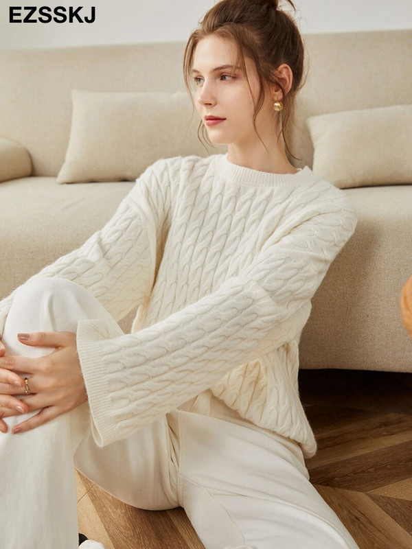 Χοντρό λαιμόκοψη Φθινόπωρο Χειμώνας φαρδύ μανίκι Πουλόβερ πουλόβερ Γυναικεία 2022 φαρδιά πουλόβερ Πουλόβερ γυναικεία πουλόβερ υπερμεγέθη πουλόβερ