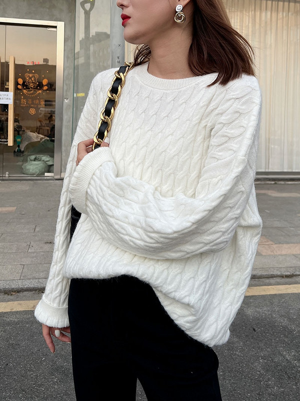 Χοντρό λαιμόκοψη Φθινόπωρο Χειμώνας φαρδύ μανίκι Πουλόβερ πουλόβερ Γυναικεία 2022 φαρδιά πουλόβερ Πουλόβερ γυναικεία πουλόβερ υπερμεγέθη πουλόβερ