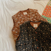 Νέο φθινόπωρο 2022 βρεφικά κοριτσάκια βαμβακερά γιλέκα με φλοράλ στάμπα σε κορεατικό στυλ παιδικό αμάνικο παλτό Παιδικό ζεστό γιλέκο