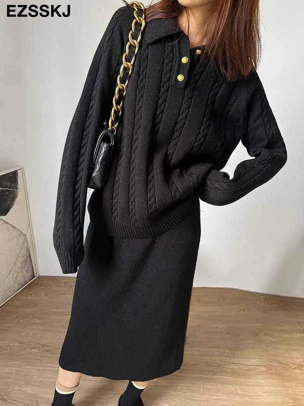 jesen zima polo izrez široki debeli džemper kardigani ženski pleteni gornji dio ležerni puloveri dugih rukava ženski džemper velike veličine