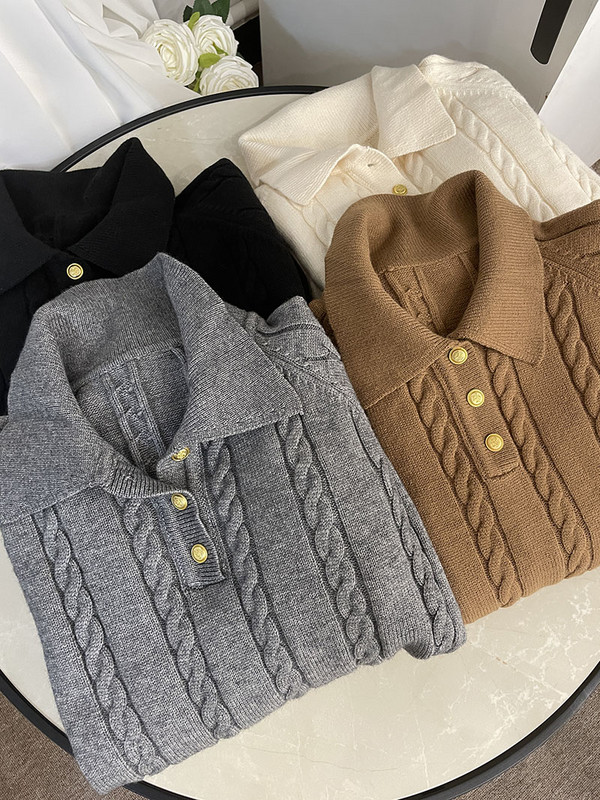 jesen zima polo izrez široki debeli džemper kardigani ženski pleteni gornji dio ležerni puloveri dugih rukava ženski džemper velike veličine