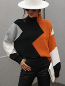 Πουλόβερ Γυναικεία Μόδα Μπλουζ 2022 Γυναικεία Φθινόπωρο Χειμώνας Νέο Χαλαρό Χρώμα ασορτί με στρογγυλή λαιμόκοψη Πουλόβερ μακρυμάνικο Κορεάτικο