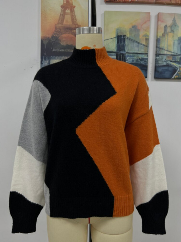 Πουλόβερ Γυναικεία Μόδα Μπλουζ 2022 Γυναικεία Φθινόπωρο Χειμώνας Νέο Χαλαρό Χρώμα ασορτί με στρογγυλή λαιμόκοψη Πουλόβερ μακρυμάνικο Κορεάτικο