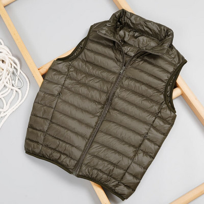 Ziemas jauna vīriešu baltā pīļu dūnu veste īpaši viegla bezpiedurkņu veste jaka Modes apkakle vīriešiem liela izmēra brīva veste vīriešiem