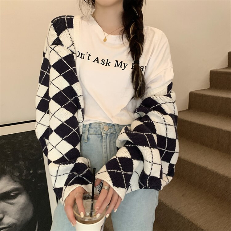 Γυναικείο πουλόβερ Y2k Linge Γυναικείο φθινόπωρο και χειμώνα 2022 Νέα κορεατική έκδοση ρετρό κοντής πλεκτή ζακέτα με χαλαρή εφαρμογή